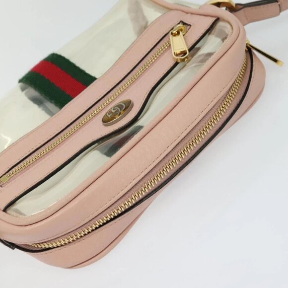 GUCCI Web Sherry Line Shoulder Bag Vinyl Clear Red Green 517350 Auth ki5631AV - Picture 7 of 16